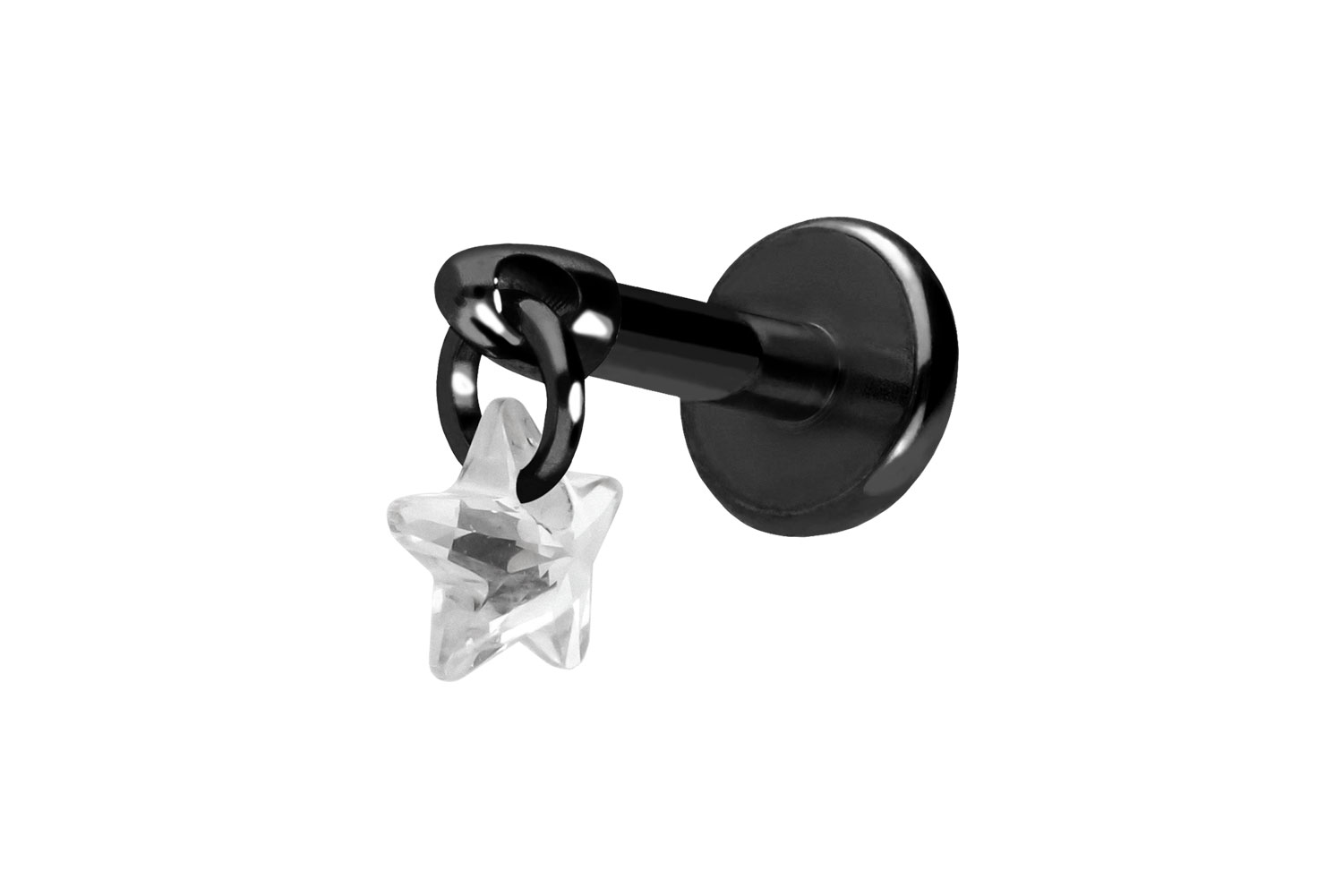 Titan Labret Piercing mit Push Fit KRISTALLSTERN